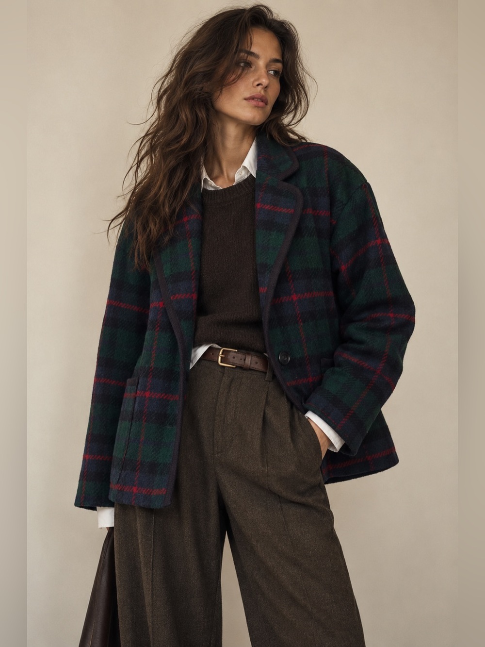 Vintage Talbots Wool Plaid Blazer Jacket Size 4 Made USA Dark Academia